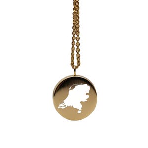 Pendentif carte des Pays-Bas - 24 mm rond, argent sterling plaqué or 14 carats, bijoux de pays personnalisés
