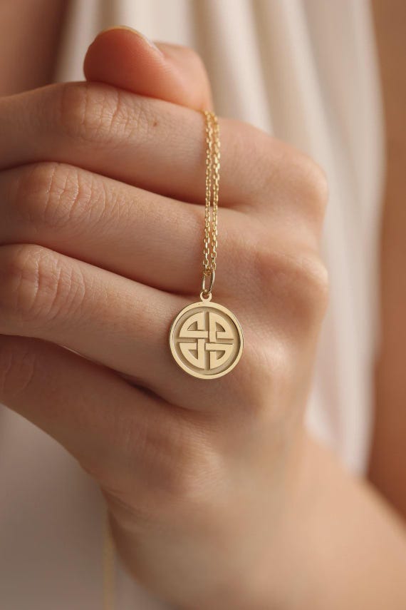 Gold Plated Sterling Silver Celtic Shield Necklace: Personalized