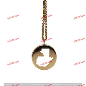 Guatemala Map Anhänger - 24 mm rund, 14k vergoldetes Sterling Silber, Custom Country Schmuck