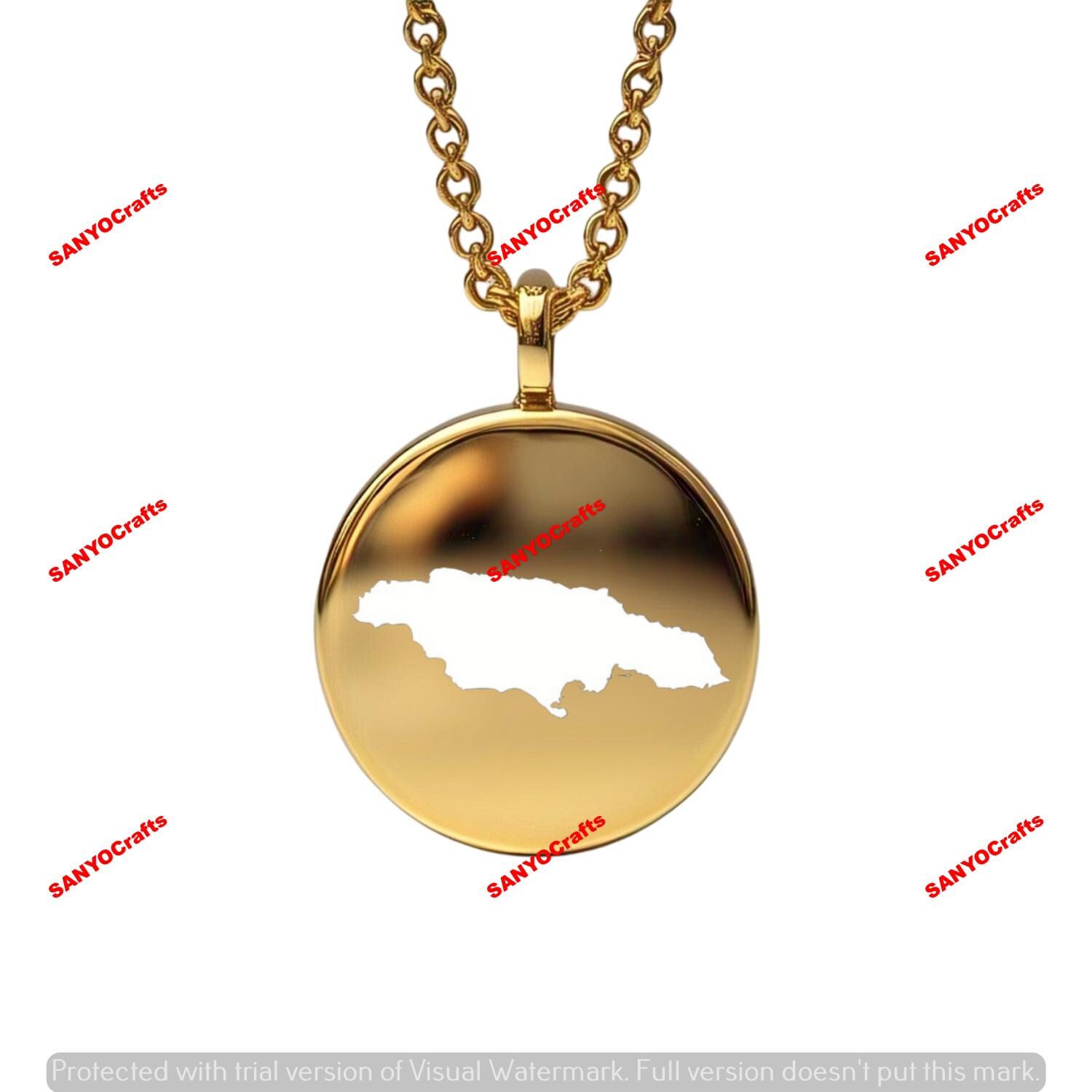 Pendentif Carte Île Maurice En Argent Sterling Plaqué Or - Breloque Voyage 24 Mm - Bijou Personnalisé - 4