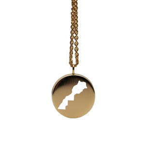Pendentif carte du Maroc - 24 mm rond, argent sterling plaqué or 14 carats, bijoux de pays personnalisés