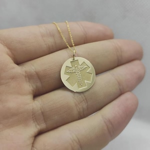 Gold Plated Sterling Silver Medic Pendant Necklace: Medical Alert Jewelry