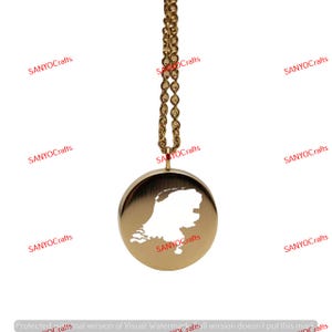 Niederlande Karte Anhänger - 24 mm rund, 14k vergoldetes Sterling Silber, Custom Country Schmuck