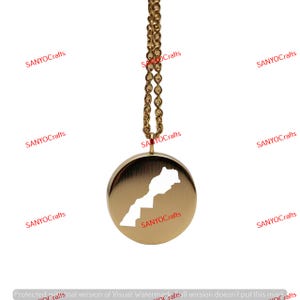 Pendentif carte du Maroc - 24 mm rond, argent sterling plaqué or 14 carats, bijoux de pays personnalisés