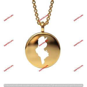 Kaarthanger Tunesië - 24 mm rond, 14k verguld sterlingzilver, aangepaste landsieraden