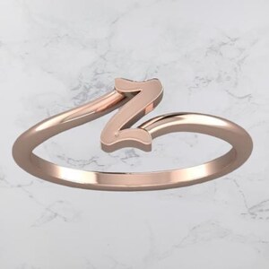 Anillo con letra inicial personalizada, anillo con nombre personalizado en plata esterlina de 925 k, joyería con monograma minimalista, anillo con inicial personalizado apilable para esposa