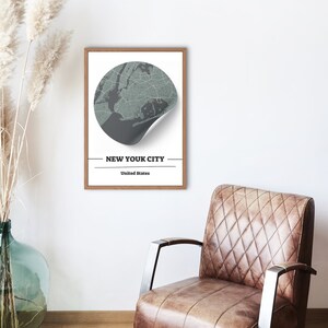 Mapa da cidade de NOVA YORK, presentes dos Estados Unidos em NY, impressão de mapa minimalista