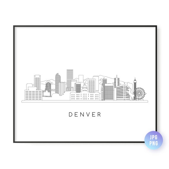 Denver Skyline Printable Wall Art. Denver CO Skyline Line Art. - Etsy