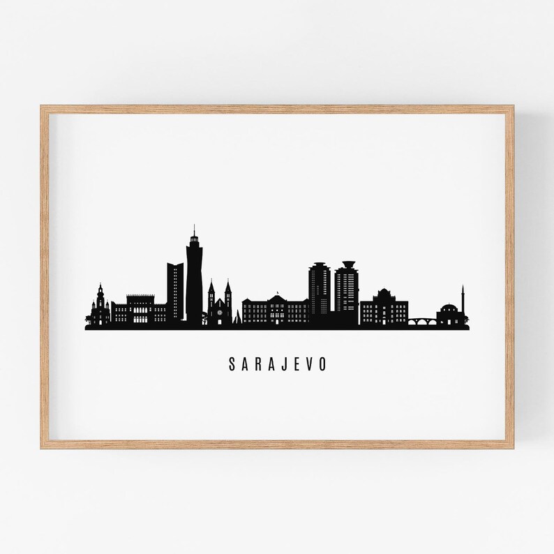 Sarajevo Skyline City Print. Sarajevo Poster. Instant Digital Etsy