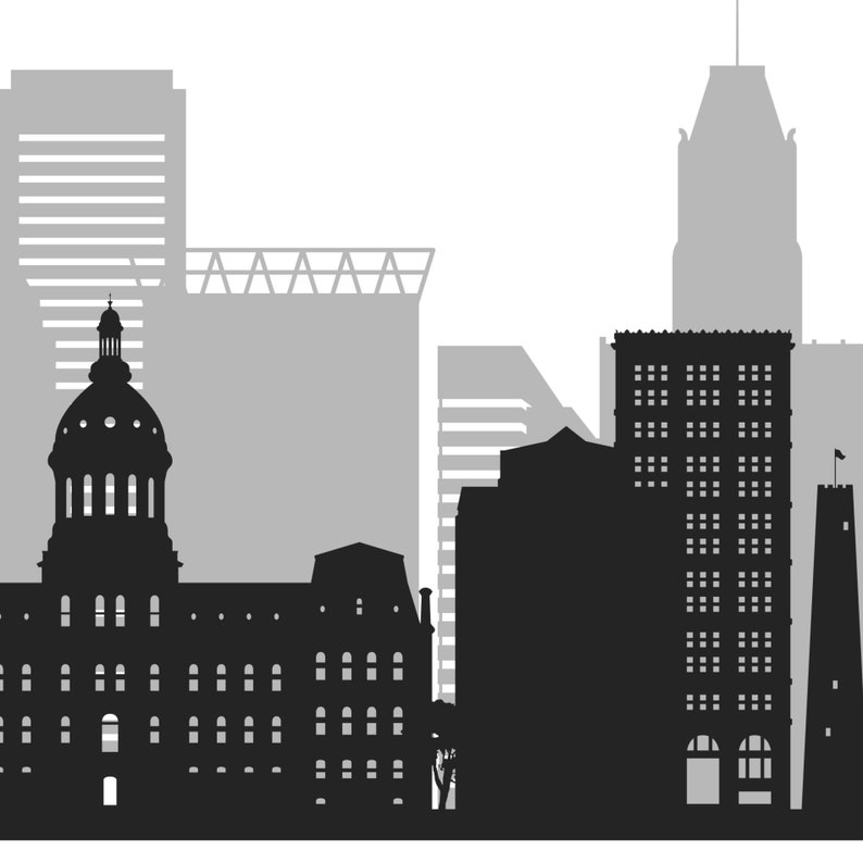 Baltimore Skyline and Map Wall Art. Baltimore Maryland Print Etsy