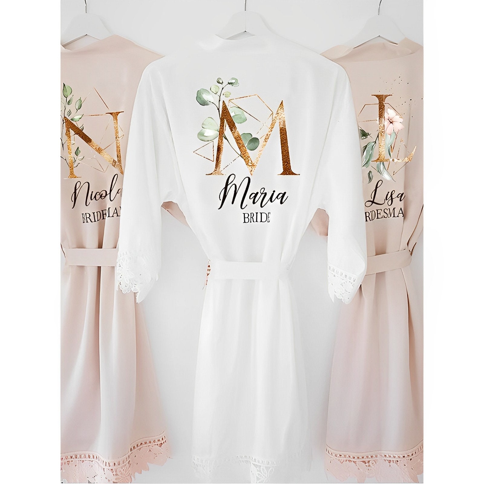 Floral Bridal Robe Custom Initial Letter Bridesmaids Robe - Etsy