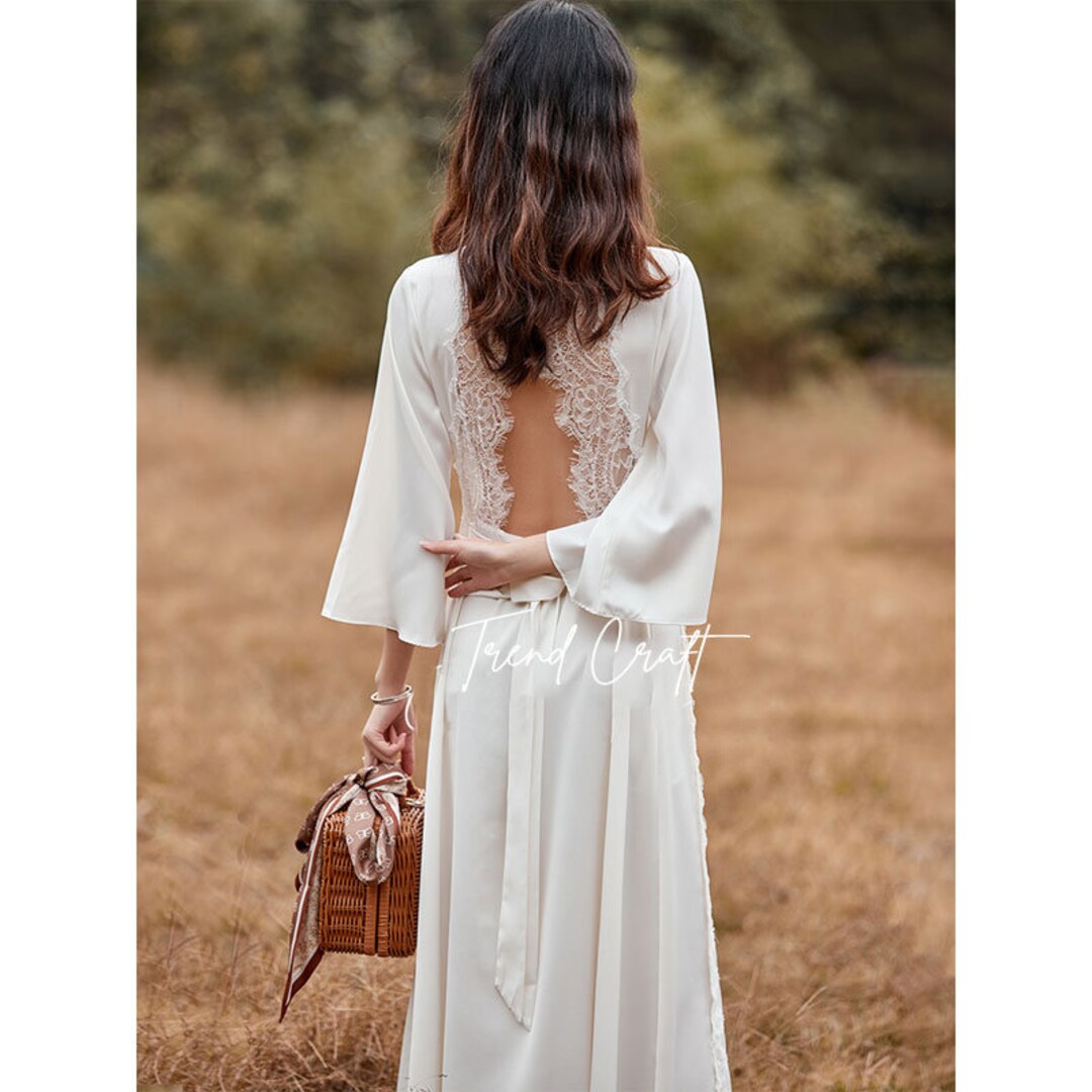 Lace Bridal Robes / Long Sleeves White Bridesmaid Robes / Etsy Australia