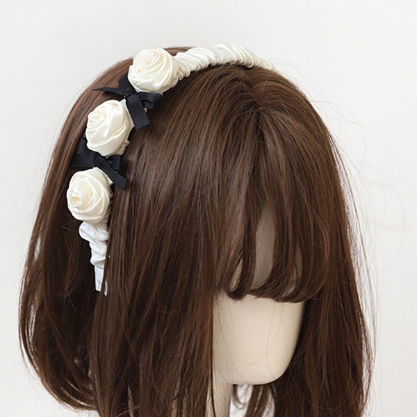 Wide side hair bands / LOLITA rose headdress / Hundreds of going out hair accessories sweet headwear