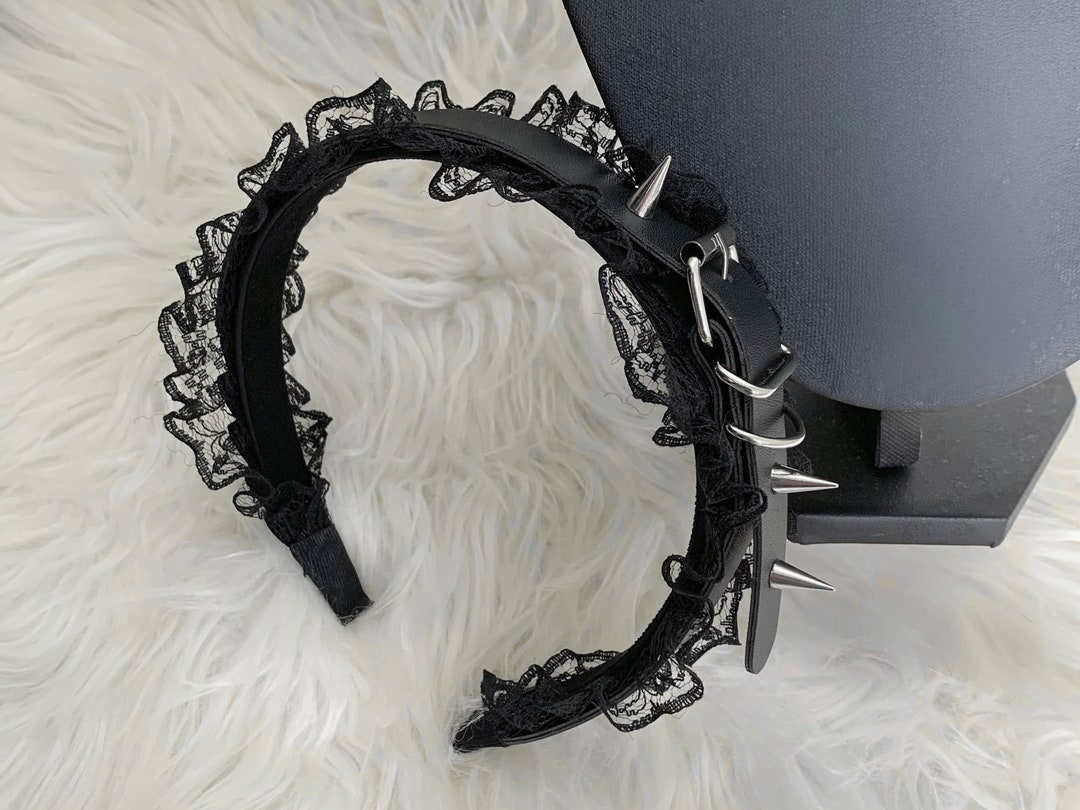 Leather Buckle Pleated Hair Band/metal Hair Band/gothic Style Headdress