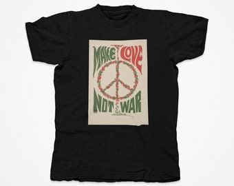 Rare Woodstock 1969 Make Love Not War Shirt - Hippy Gift - Hippie T-shirt - Unique Woodstock Shirt -  Printed Hippie Tee - Cool Rock Tshirts