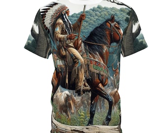 Native American Warrior Horse Tee, Southwest Tribal Shirt, Unisex T-Shirt Gift, Ethnic Culture Top, Indigenous People Art Clothing, Wild