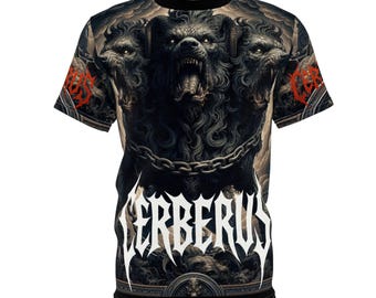T-shirt Cerberus-mythologie, shirt Griekse mythe Hades, T-shirt uniseks, driekoppige hondentop, kleding Underworld Guardian