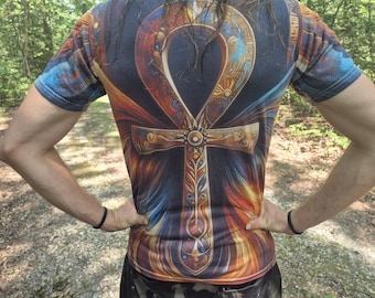 Egyptian Ankh Unisex Tee, Ancient Egyptian Spiritual Symbol, Awakening Shirt, Egypt History Apparel, Pharaoh Hieroglyphics Top