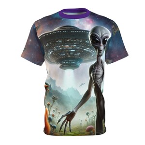 Grey Alien UFO Unisex Tee Shirt - Extraterrestrial Space Sci Fi Tee, Alien Lover Gift, Abduction Conspiracy Shirt, Area 51 Shirt, Astronomy