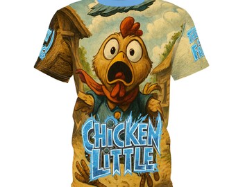 Camiseta infantil inspirada no conto folclórico "O céu está caindo" da Galinha Pintadinha