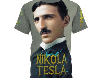 Camiseta Unissex Nikola Tesla, Inventor da Corrente Alternada, Camiseta do Cientista Traído, Corte e Costura, Presente para Engenheiro, Blusa para Amante da Ciência, Sérvia