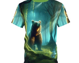 ナイトレイドBear Tee  FOREST柄 Forest Bear T-Shirt – Nature-Inspired Organic Cotton Tee – SeaNic