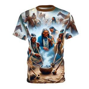 T-shirt unisexe cérémonie du calumet de la paix amérindien, T-shirt de la culture tribale, chemise esprit du sud-ouest, haut du festival bohème, peuples autochtones