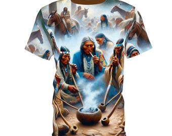 Native American Peace Pipe Ceremony Unisex Tee, Tribal Culture T-Shirt, Southwest Spirit Shirt, Boho Festival Top, Indigenous People