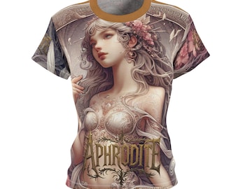 Aphrodite (Göttin der Liebe und Schönheit) Shirt - griechische Mythologie Damen T-Shirt, Cut & Sew T-Shirt, Mythologisch Grafik Top, Vintage Mythos T-Shirt,