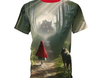 Little Red Riding Hood Unisex Tee - European Fairytale, Wolf Forest Shirt, Brothers Grimm, Girl, Grandma's House, Fairy Tale Gift, Storybook