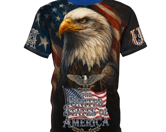 Camiseta Patriótica com Águia-careca dos EUA | Estados Unidos da América, Terra da Liberdade