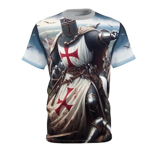 Templar Knights in Battle T-Shirt, Medieval Crusader Tee, Historical Armor Shirt, Warrior Battle Graphic Top, Knight Templar Unisex Apparel