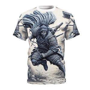 Samurai Warrior Unisex Tee, Japanese Swordman T-Shirt, Ancient Japanese Culture Shirt, Samurai Gift for Him, Japanese Warrior Top