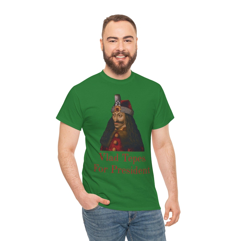 Vlad Tepes for president Unisex T-Shirt, Dracula Halloween Costume, Gothic Vampire Tee, Horror Movie Fan Shirt, Halloween Party Outfit image 5