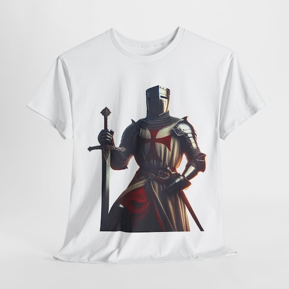 Knight T Shirt, Knight In Shining Armor Sword Tee, Crusader Knight T Shirt, Knight In Shining Armor Sword Tee, Crusader