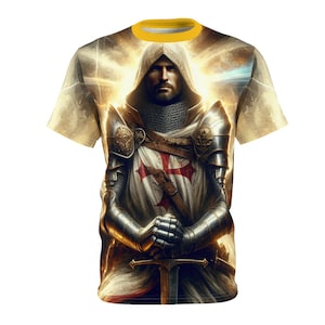 Templar Knight Unisex Tee, Defender Of The Light T-Shirt, Medieval Crusader Shirt, Historical Theme Top, Knight In Shining Armor Apparel
