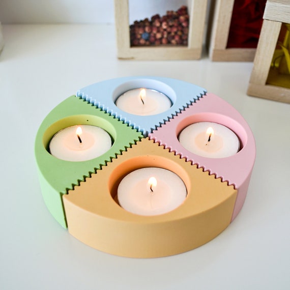 Quad Triangle Candle Holder Four Colors Etsy
