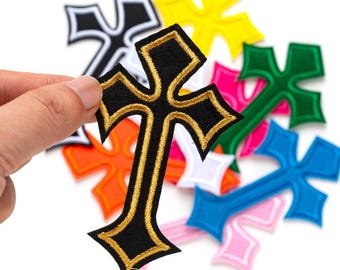 Gothic Cross Iron On Patch,Crucifix Applique Embroidered Patch DIY Jacket T-Shirt Decoration