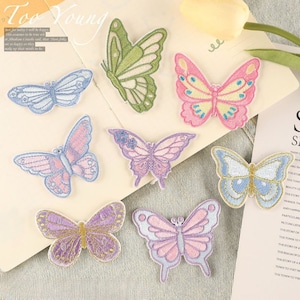 Geborduurde vlinderpatches,Kleurrijke DIY-appliqué,Zelfklevende patch,