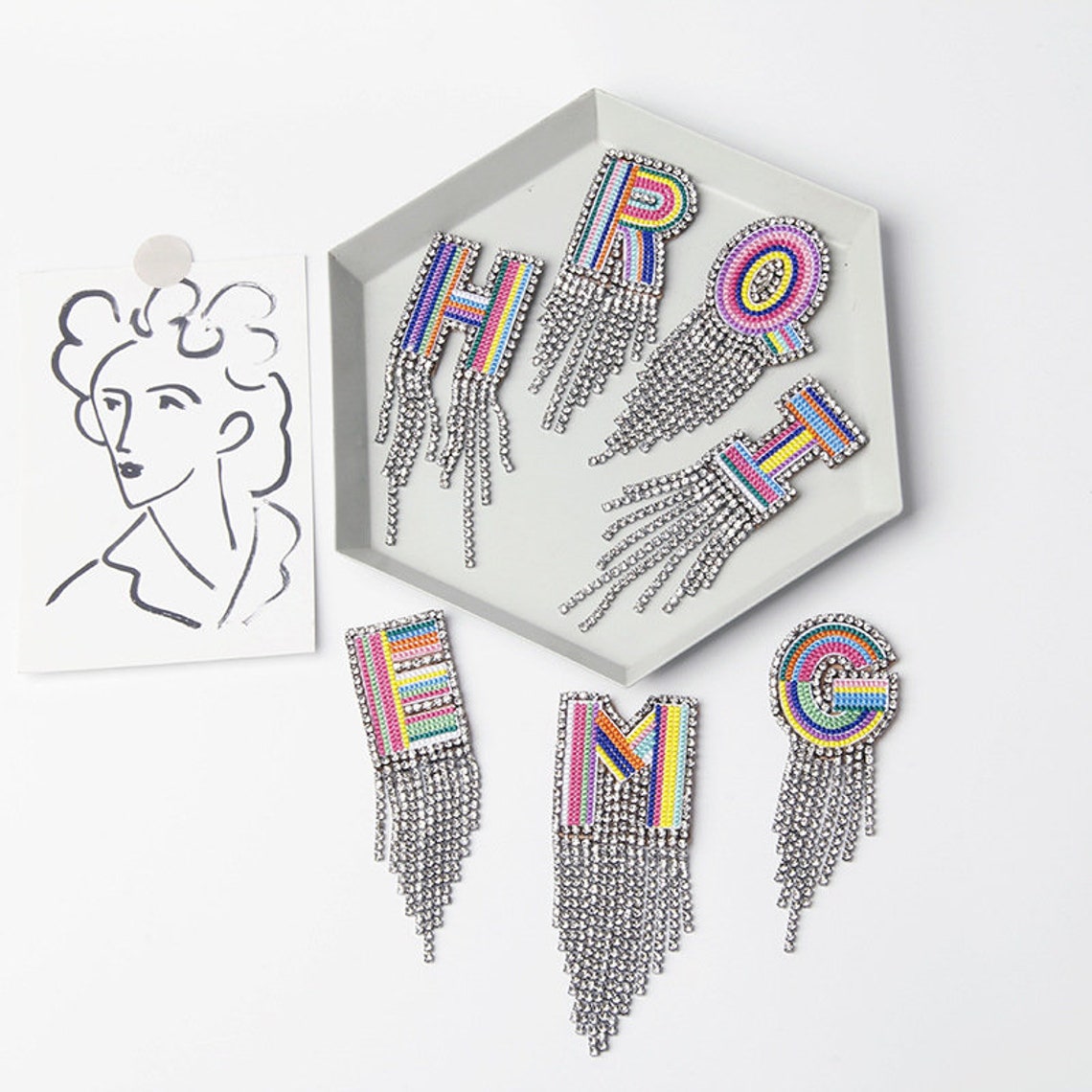 Colorful Embroidered Letters With Tassels Pin Alphabet Embroidered ...