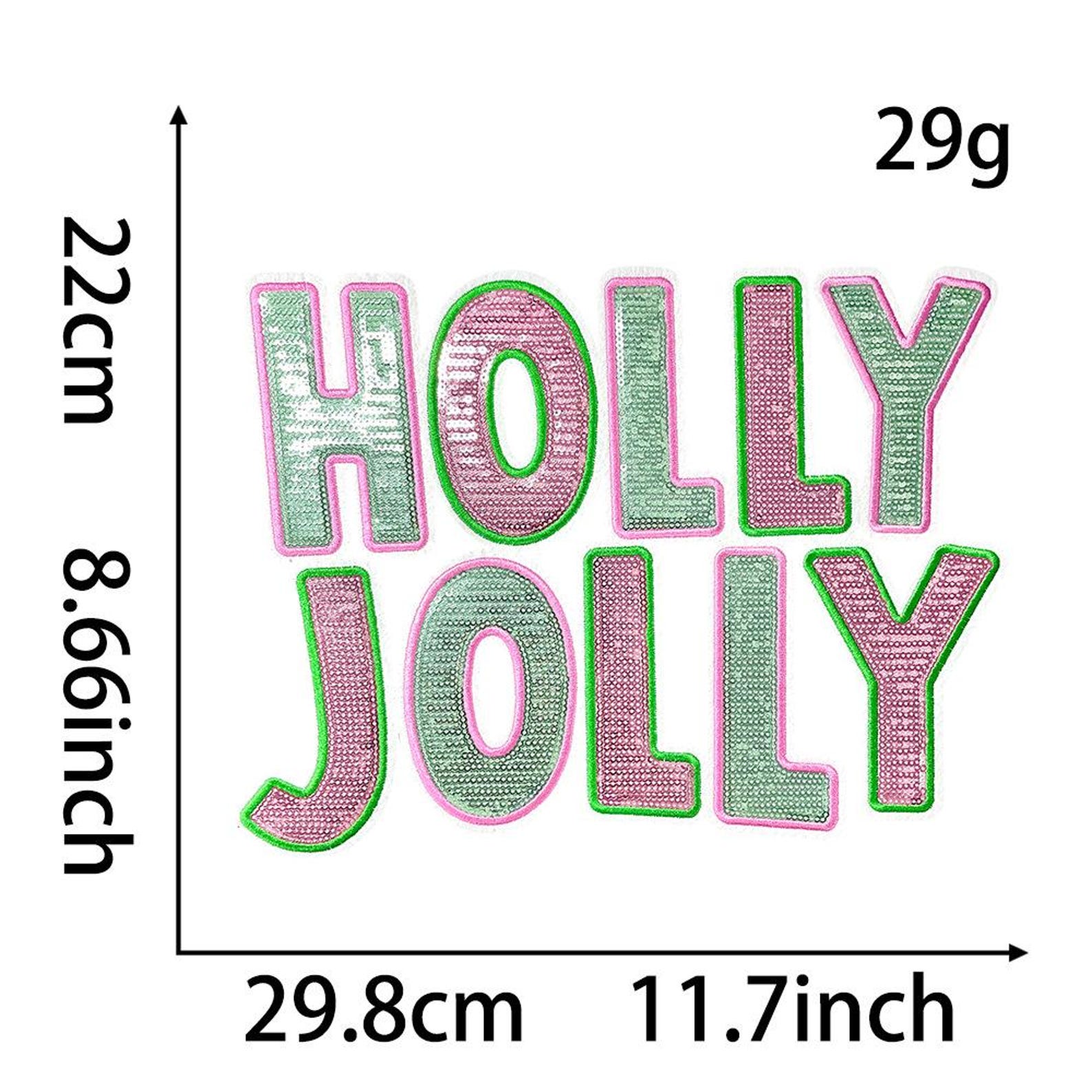Holly Jolly Sequin Patch,christmas Letter Patches,large Christmas Patch ...