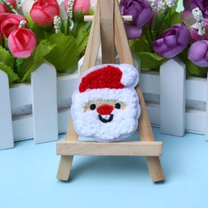 2Pcs Santa Claus Chenille Patch,Christmas Embroidered Self Adhesive Patch Appliques