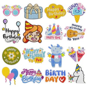 Alles Gute zum Geburtstag gestickter Aufnäher, Geburtstagsgeschenk, Aufnäher zum Aufbügeln