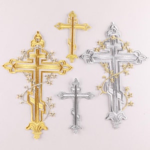 Gold Cross Patch,Silver Cross Embroidery Applique Patch,Iron On Patch