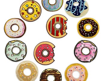 Écusson donut, écusson brodé dessert, écusson thermocollant