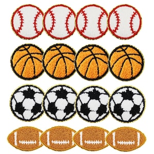 Chenille Sport Patch Set, Sportbälle Gestickter Patch, Baseball Patch, Basketball Patch, Fußball Patch, Fußball Patch, Glitter Aufnäher