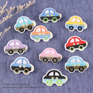 Kleine autopatch, schattige cartoon-appliqué, kinderpatch, borduurpatch, opstrijkbare patch,