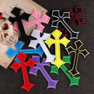 Gothic Cross Iron On Patch,Crucifix Applique Embroidered Patch DIY Jacket T-Shirt Decoration