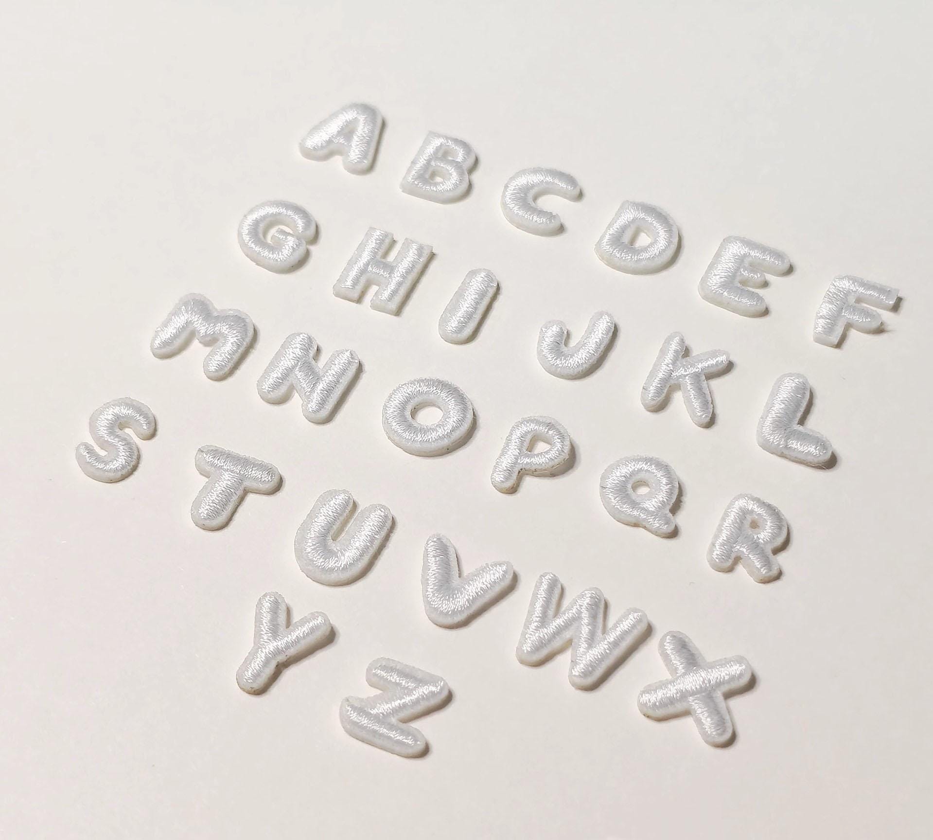 Mini Accessories Lettering 0.4 Inch Mini White Letters Patch,embroidered Iron on Patch Applique ...