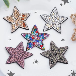 5Pcs Rhinestone Glitter Star Patches,Sparkling Star Applique For Clothing Bags DIY, Decorate Apparel Patches Sew On
